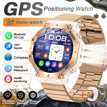 T-Rex 3 Grado Ultra Militare GPS Astuto Della Vigilanza 10ATM Bussola Impermeabile Altimetro Barometrico AMOLED Uomini HD Chiamata Sport Smartwatch platinumshop