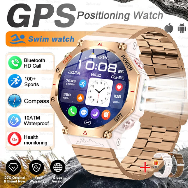 T-Rex 3 Grado Ultra Militare GPS Astuto Della Vigilanza 10ATM Bussola Impermeabile Altimetro Barometrico AMOLED Uomini HD Chiamata Sport Smartwatch platinumshop