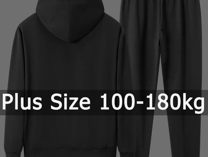 Men Hoodie Sweatshirt Sets Plus Size 6XL 7XL 100-180kg 100% Cotton Autumn Winter Long Sleeve Sport Suits Big Size Men Clothing PlatiNum