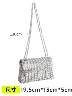 Fashionable Retro Diamond Studded Gold Chain Women's Crossbody Bag Handbag Dinner Bag Underarm Bag Single Shoulder Bag