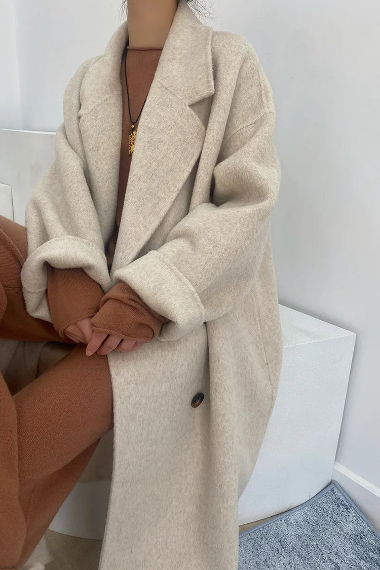 Women And Men Unisex Thicken Warm X-long Alpaca Woolen Overcoat Winter Cashmere Wool Maxi Loose Coat Oversize Cloak Outsize