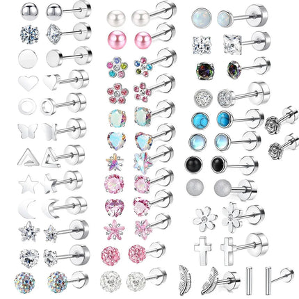 2 pz/set In Acciaio Inox Cuore Luna Earbone Della Vite Della Vite Della Sfera Orecchini con perno per Le Donne di Modo Dell'orecchio Trago Cartilagine Body Piercing platinumshop