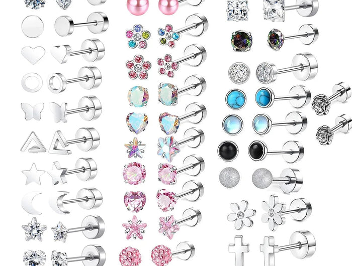 2 pz/set In Acciaio Inox Cuore Luna Earbone Della Vite Della Vite Della Sfera Orecchini con perno per Le Donne di Modo Dell'orecchio Trago Cartilagine Body Piercing platinumshop