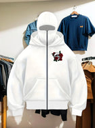 Autumn and winter hooded warm hoodies for men and women, with rose skull pattern printed in a trendy and exquisite style