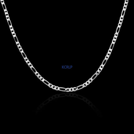 ALIZERO 40-75cm 925 Silver 4mm Figaro Chain Necklace for Women Men Long Necklace Hip Hop Jewelry Gift PlatiNum