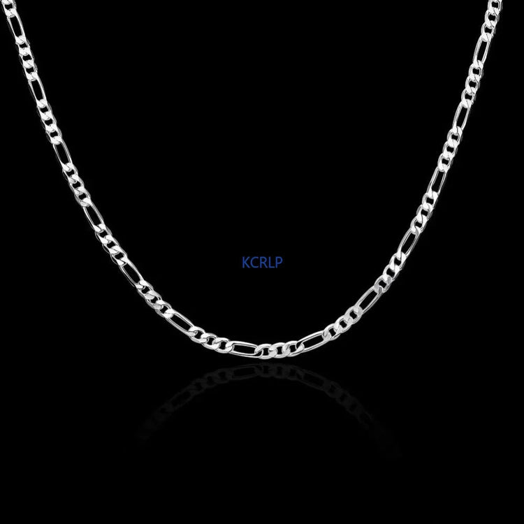 ALIZERO 40-75cm 925 Silver 4mm Figaro Chain Necklace for Women Men Long Necklace Hip Hop Jewelry Gift PlatiNum