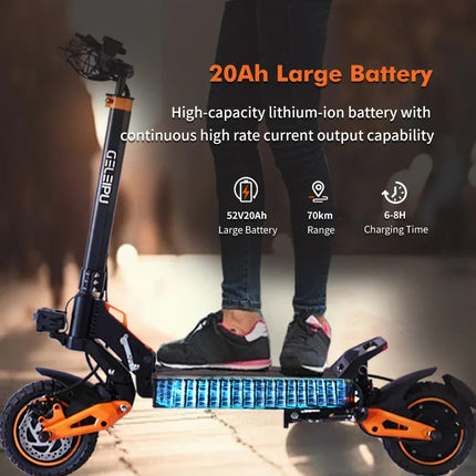 Monopattino Elettrico GELEIPU Z1 PRO per Adulti, Velocità Massima 65km/h, Doppio Motore 2400W, E-Scooter Potente platinumshop