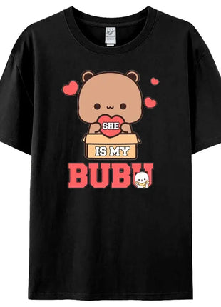 Bubu Dudu Felpa per coppia abbinata Simpatico regalo di anniversario Abbigliamento Uomo Donna Vita quotidiana Maglietta casual in cotone Coppia Orso Tee