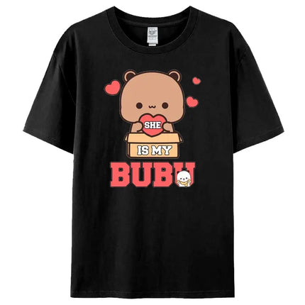 Bubu Dudu Felpa per coppia abbinata Simpatico regalo di anniversario Abbigliamento Uomo Donna Vita quotidiana Maglietta casual in cotone Coppia Orso Tee