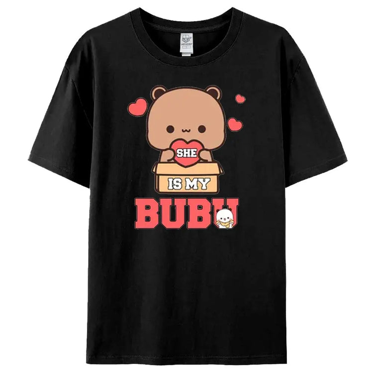 Bubu Dudu Felpa per coppia abbinata Simpatico regalo di anniversario Abbigliamento Uomo Donna Vita quotidiana Maglietta casual in cotone Coppia Orso Tee
