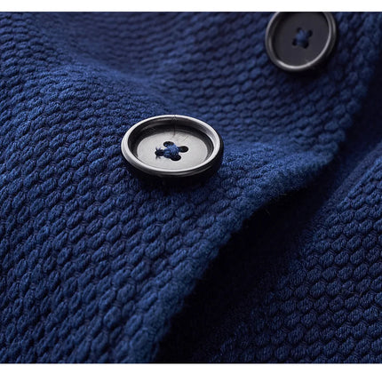 Vintage French Indigo Cargo Jacket Men Autumn Winter New Lapel Multi-pocket Blue Dyed Tooling Jacket Retro Casual Cardigan Coat