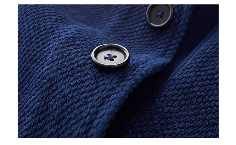 Vintage French Indigo Cargo Jacket Men Autumn Winter New Lapel Multi-pocket Blue Dyed Tooling Jacket Retro Casual Cardigan Coat