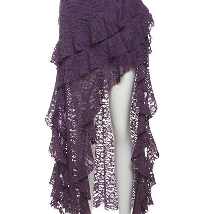 Nibber Nappe Gonne da donna Orlo irregolare Increspature multistrato Patchwork di pizzo Dolce tendenza estiva Pantaloni skinny versatili quotidiani