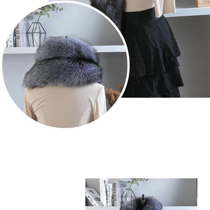 Unisex Real Fur Fox Scarf Men Woman Winter Warm Natural Fur Shawl Soft Headscarf Super big Gray Silver Fox Scarf Fur Accessories