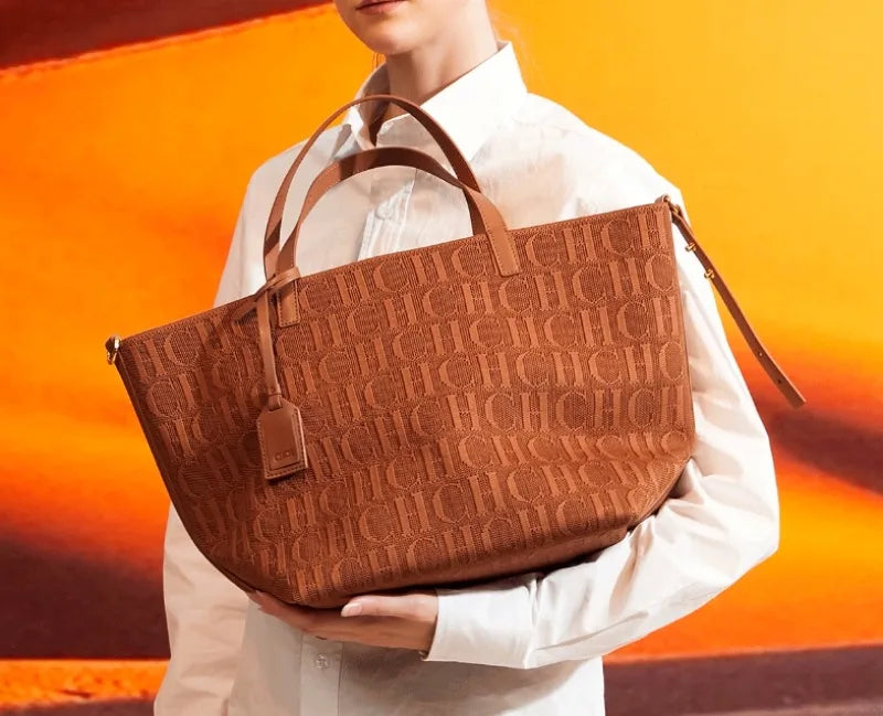 Borse da donna eleganti Borsa di design di grande capacità Borsa a tracolla classica in tinta unitaBorsa tote da viaggio Carolina Herrera