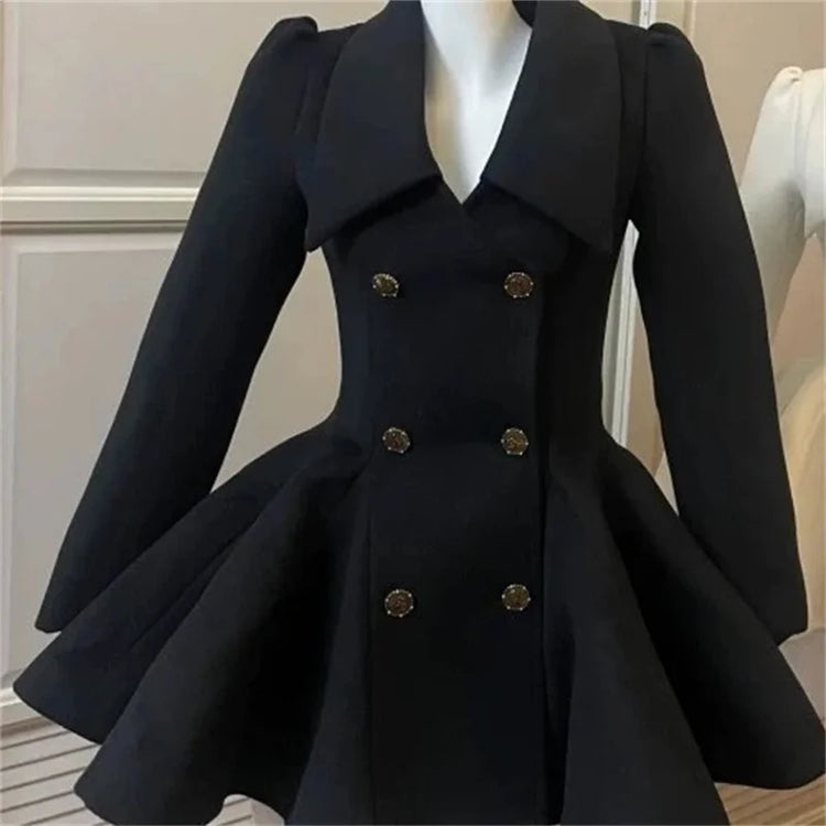 Hepburn Preface Pinch Waist and Clip Cotton Wool Coat 2025 Winter New Item Rich Heiress Thick Woolen Coat Coat Commuting Jacket
