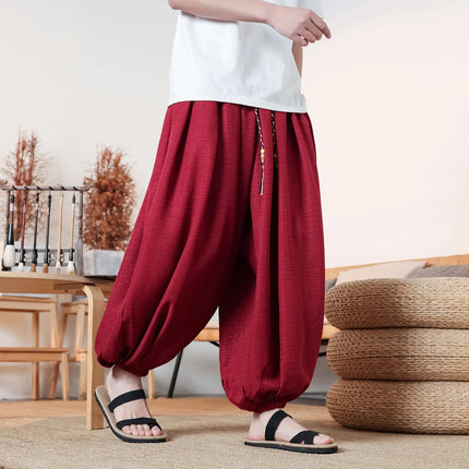 Pantaloni da uomo in seta ghiaccio, stile cinese, vestibilità ampia, alla moda, estivi, casual, sportivi, modello lanterna, taglie forti fino alla 8XL - Offerta imperdibile!