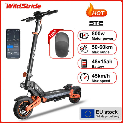 Monopattino Elettrico per Adulti Wildstride, Motore 800w/2000w, 45&60km/h, Batteria 48v15ah, App Intelligente, Pneumatici Fuoristrada da 10 Pollici, Escooter K2pro platinumshop