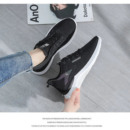 2025New Women's Trendy Sports Shoes Fashion Mesh Casual Shoes Lightweight Breathable Running Shoes PlatiNum