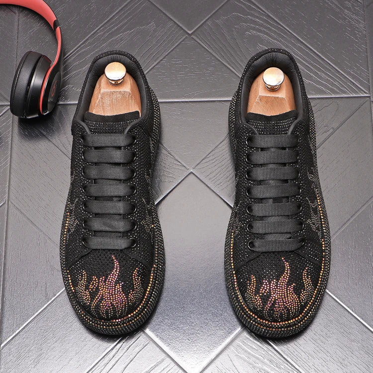New Style Luxury Men's High Hip-hop Casual Shoes Men Black Fashion Rivets Shoes Italy Fashion Leisure Driving Loafers