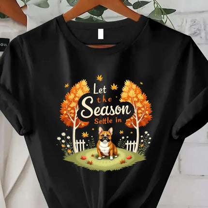 T-shirt femme confortable avec imprimé "Jolis cœurs Autumn Starts - T-shirt graphique festif d'automne"