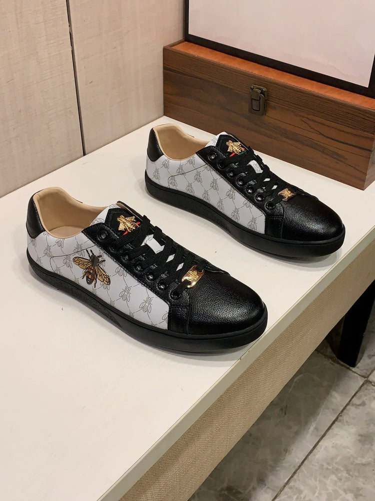 Men's Handmade Leather Sneakers Luxury Casual Comfortable Breathable All-Season Running Sports Shoes Fashionable