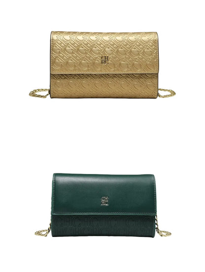 Borsa a tracolla da donna alla moda CH con design con stampa di lettere Borsa a catena da donna versatile essenziale per il Festival 2025