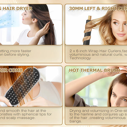 LUXLOCK 5-In-1 Hair Dryer Curling Iron Hot Air Comb Dyso Air Bag Hair Dryer Styling Tool Straightener Hairdressing Tool Gift