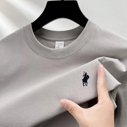 Men's Round Neck Short Sleeve 100% Pure Cotton T-shirt Hot Sale Luxury Brand Summer Exquisite Embroidery Pony Breathable Top