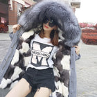 Winter Long Jacket Real Fur Coat Women Clothes Large Silver Fox Fur Collar Detachable Natural Fox Lining Parkas Leather Fur