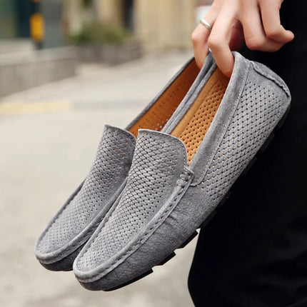 Mocassini da Uomo in Pelle Scamosciata Traspiranti Estivi, Scarpe da Guida di Lusso, Nuove Calzature Casual da Uomo