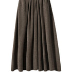 Women's Cashmere Umbrella Skirts Autumn Winter Basic Office Lady Classics 100% Cashmere Knitted A-Line High Waist Pockets Dress PlatiNum