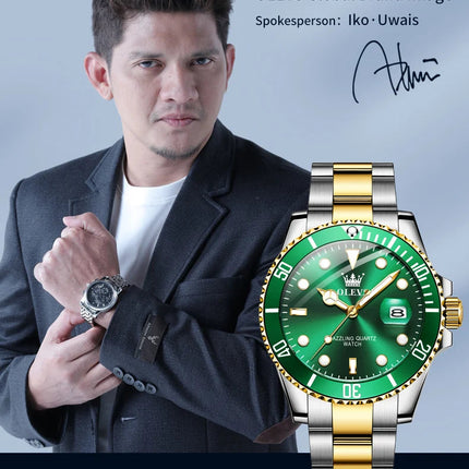 OLEVS 5885 Orologio da uomo Orologio al quarzo impermeabile di marca originale Cinturino in acciaio inossidabile Data automatica Orologi da regalo da uomo per uomo platinumshop
