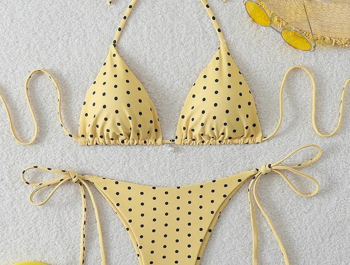 Bikini di Tendenza 2026, Costume da Bagno Sexy con Perle, Micro Bikini a Pois, Abbigliamento da Spiaggia per Donna platinumshop