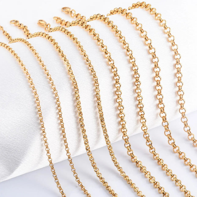 Yadreva Collana Rolo in acciaio inossidabile placcato oro Catena rotonda Cavo di dimensioni diverse Accessori per gioielli regalo fai da te PlatiNum
