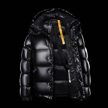 New Winter Shiny Jackets, Men's Short Trendy Brand Hooded Thickened And Warm Outerwear 90% White Duck Down