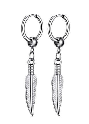 Long Hanging Crosses Leaves Pendants Hoops Woman Earrings Man Vintage Stainless steel Hip Hop Ear Piercing Jewelry Accessories PlatiNum