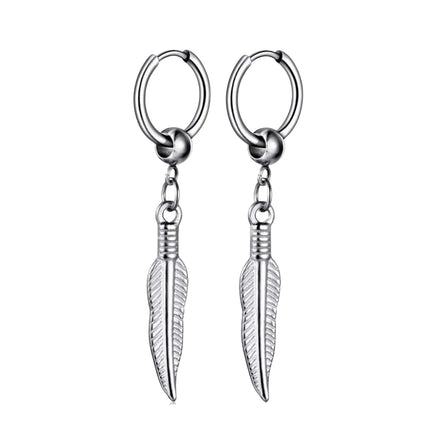 Long Hanging Crosses Leaves Pendants Hoops Woman Earrings Man Vintage Stainless steel Hip Hop Ear Piercing Jewelry Accessories PlatiNum