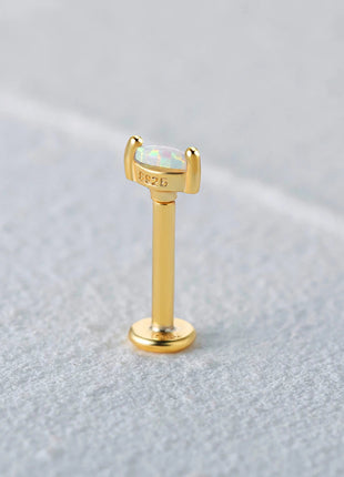 CANNER 1PC 925 Sterling Silver Exquisite Crown Opal Piercing Earring for Women Ear Studs Cartilage Earring Body Jewelry Gift PlatiNum