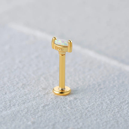 CANNER 1PC 925 Sterling Silver Exquisite Crown Opal Piercing Earring for Women Ear Studs Cartilage Earring Body Jewelry Gift PlatiNum