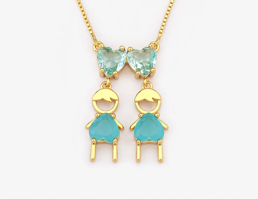 AIBEF Cuore Strass Ragazza e Ragazza Donna Ciondolo Collana Madre Cubic Zirconia Rame Dolce e Carino Gioielli Regalo di Fascino per Bambini