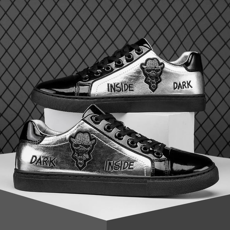 Men Casual Shoes Patent Leather Flats Skate Men Cool Driving Shoes Male Walking Shoes Sneakers Dress Trend the Latest Leisure