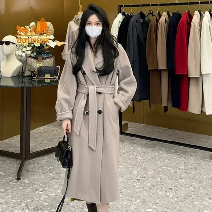 DUTRIEUX Women's Coat Double-sided 10% Cashmere 90% Wool Women's Long Coat Jacket, 2025 Winter New Long Cashmere Coat Women