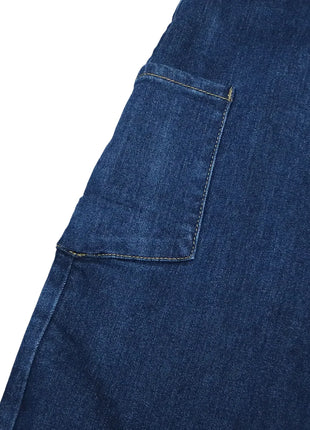 Jeans Larghi Vintage in Denim Lavato per Donna, Vita Alta con Asimmetrico Design Incrociato, Stile Y2K Streetwear Casual alla Moda