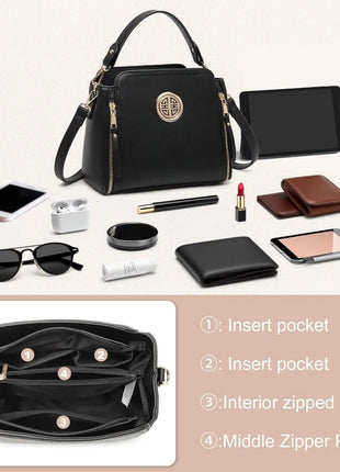 Borsa da donna multifunzionale elegante Kono realizzata in pelle PU, tracolla regolabile, scomparti multipli, può essere utilizzata come borsa a mano e borsa a tracolla