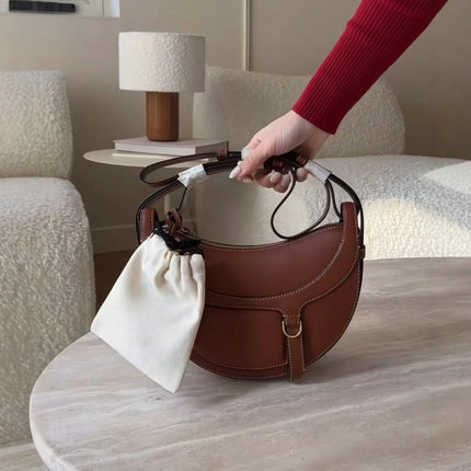 Borsa a tracolla a mezzaluna da donna, elegante e minimalista, per uso quotidiano
