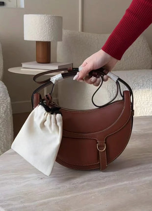 Borsa a tracolla a mezzaluna da donna in pelle PU, design elegante, borsa per tutti i giorni