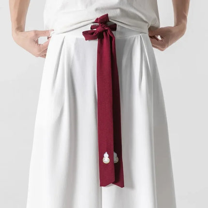 2023 Pantaloni da uomo a gamba larga Pantaloni da jogging in cotone Pantaloni larghi retrò Uomo Pantaloni di lino stile cinese Maschio Grande cavallo Nepal Abito Pantaloni solidi