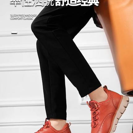 Men's Leather Casual Oxford Shoes, Breathable Anti-Slip Soft Sole Fashion Sneakers for Business Walking and Daily Wear