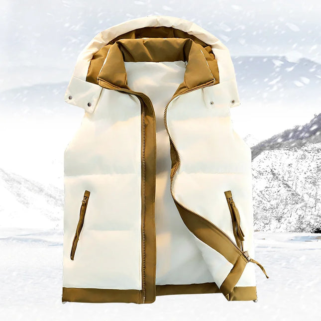 New Hooded Casual Men Waistcoat Comfortable Warm Zipper Male Sleeveless Jackets Solid Color Windproof Clothing for Men Spring